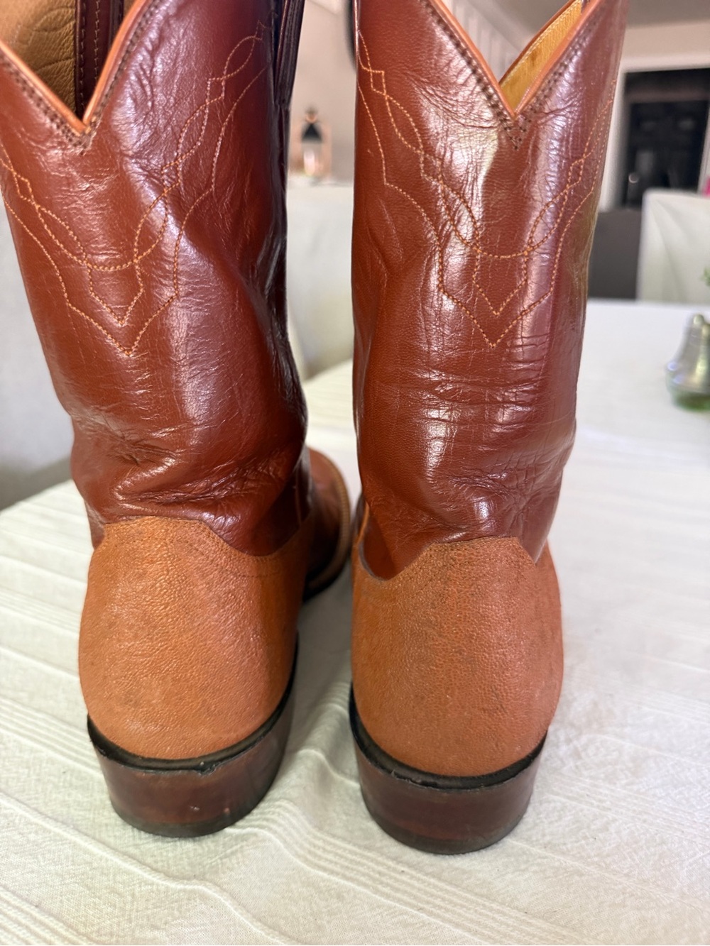 Vintage Genuine Exotic Elephant Panhandle Slim Cowboy Boots - Picture 4 of 6